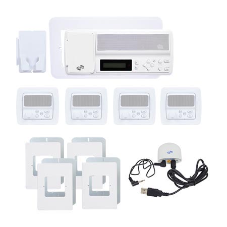 IntraSonic RETRO-MV4PAC 4-Room White Vertical Intercom Kit with Bluetooth