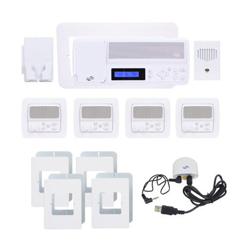 IntraSonic RETRO-MV4PAC 4-Room White Vertical Intercom Kit with Bluetooth