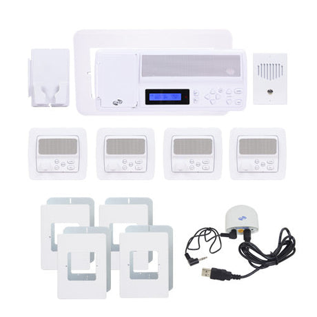 IntraSonic RETRO-MV4PAC 4-Room White Vertical Intercom Kit with Bluetooth