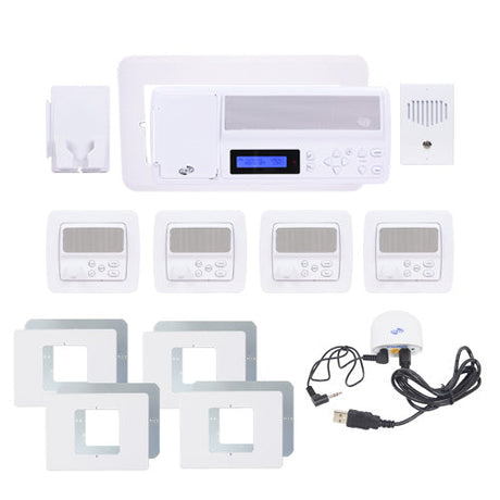 IntraSonic RETRO-MH4PAC 4-Room Horizontal Intercom Kit White W-Bluetooth