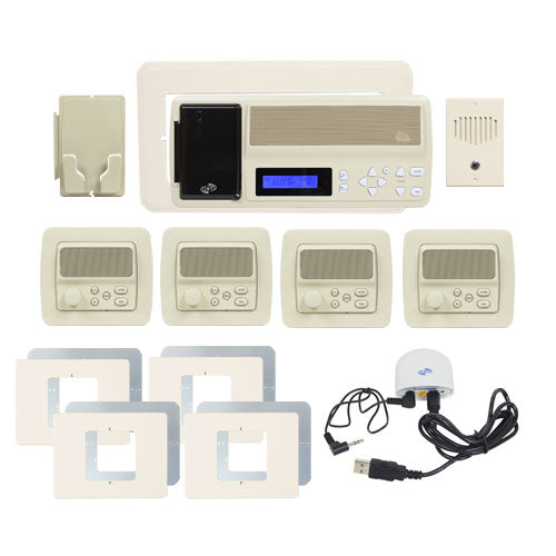 IntraSonic RETRO-MH4PACA 4-Room Horizontal Intercom Kit Almond W-Bluetooth