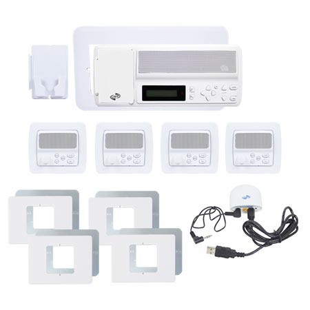 IntraSonic RETRO-MH4PAC 4-Room Horizontal Intercom Kit White W-Bluetooth